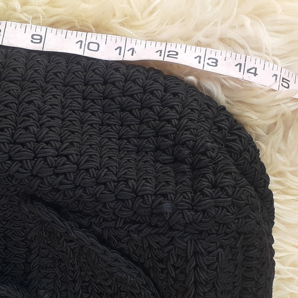 BOHO RODANA LTD black crochet knit backpack Purse Bag - Picture 10 of 13